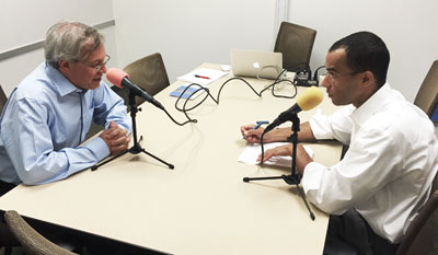 Dean Chemerinsky and Jonathan Glater recording podcast