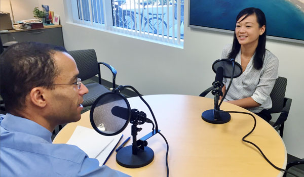 Image of Prof. Glater and Prof. Lai recording podcast