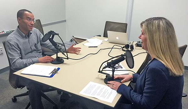 Prof. Glater and Colleen Taricani recording podcast