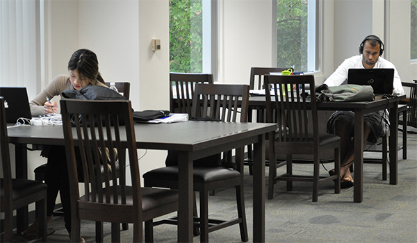 Students studying in the library