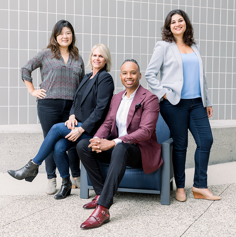 The Global Programs team in the courtyard of the Law School