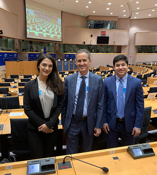 From left to right: UCI Law 2L Tara Javadzadeh, Professor David Kaye and 2L Spencer Levitt.