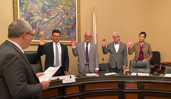 Dean Richardson being sworn-in