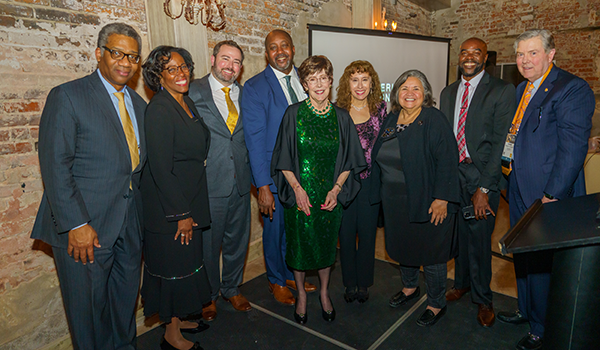  Darrell Mottley (Chair of the Fellows), Dean Cynthia Nance (Immediate Past Chair of the Fellows), Andrew Schpak (Outstanding State Chair honoree), Mario Barnes (Co-winner of Outstanding Scholar Award), Carolyn Witherspoon (Distinguished Life Fellow honoree), Laura Farber (Chair Elect of the Fellows), Norma Cantu (Outstanding Service honoree), Robert Jones (Innocence Project New Orleans Exoneree and Keynote Speaker), Frank Neuner (Secretary of the Fellows