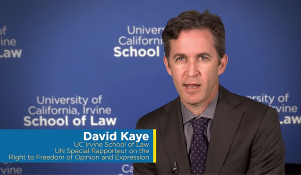 Prof. Kaye’s keynote speech at global gathering on freedom of expression