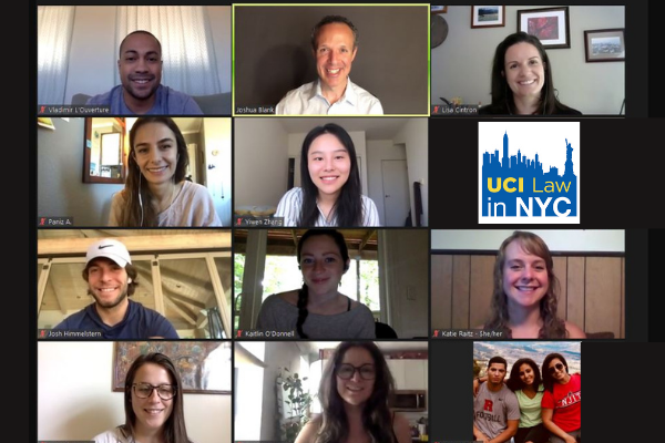 Group photo of students and Prof. Blank on zoom