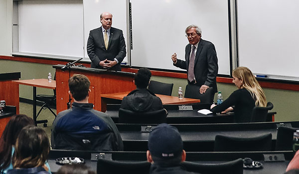 Chancellor Gillman and Dean Chemerinsky at discussion