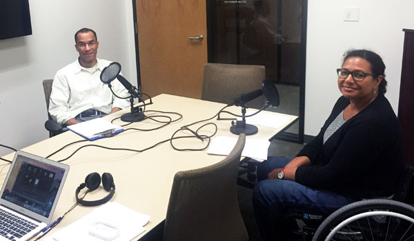 Prof. Glater and Prof. Gustafson in recording booth