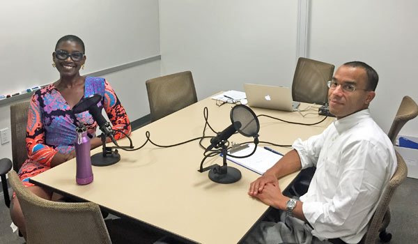 Prof. Goodwin and Prof. Glater in recording booth